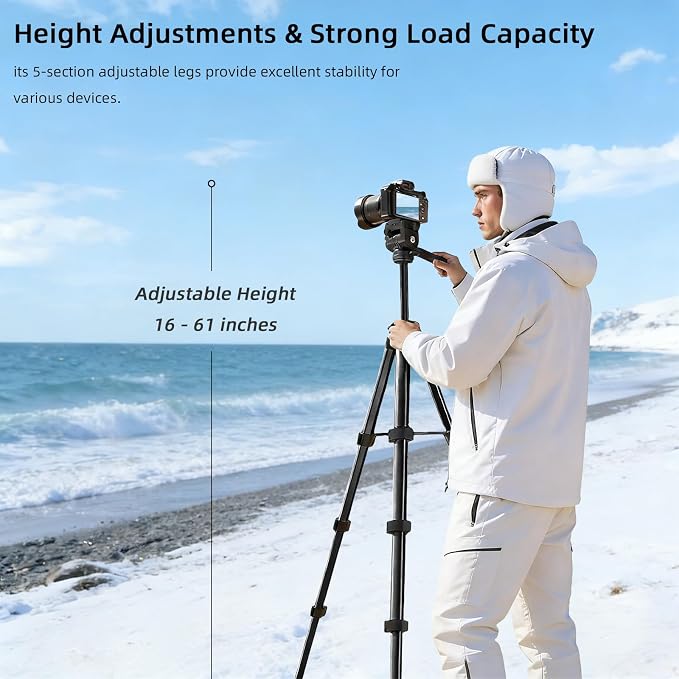 Camera Tripod, Travel Tripod for Camera Canon EOS Rebel Nikon, Compatible