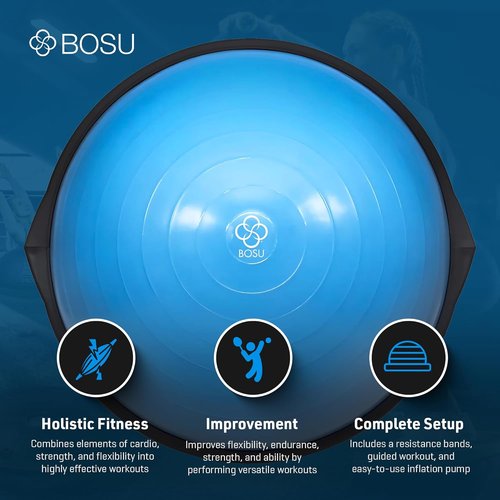 BOSU Pro Balance Trainer - Stability Exercise Tool with Resistance Bands | 300 lb Capacity, Blue