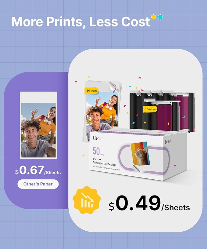 Liene Pearl N200 Pro Portable AI Photo Printer, Instant Mini Picture Printer