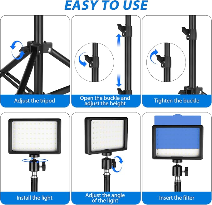 LED Photo Video Light 3-Pack, Ci-Fotto Dimmable 5600K USB LED Continuous Light