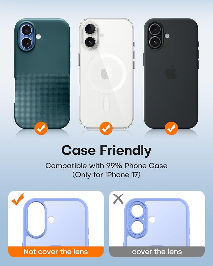 TAURI 2 Pack for iPhone 17 Camera Lens Protector, Full Coverage Military-Grade