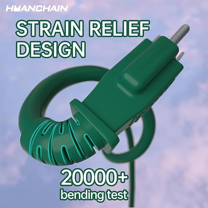 HUANCHAIN Indoor Outdoor Green Extension Cord 200 ft Waterproof, 16/3 Gauge Flexible Cold-Resistant Appliance Extension Cord Outside, 10A 1250W 16AWG SJTW, 3 Prong Electric Cable, ETL