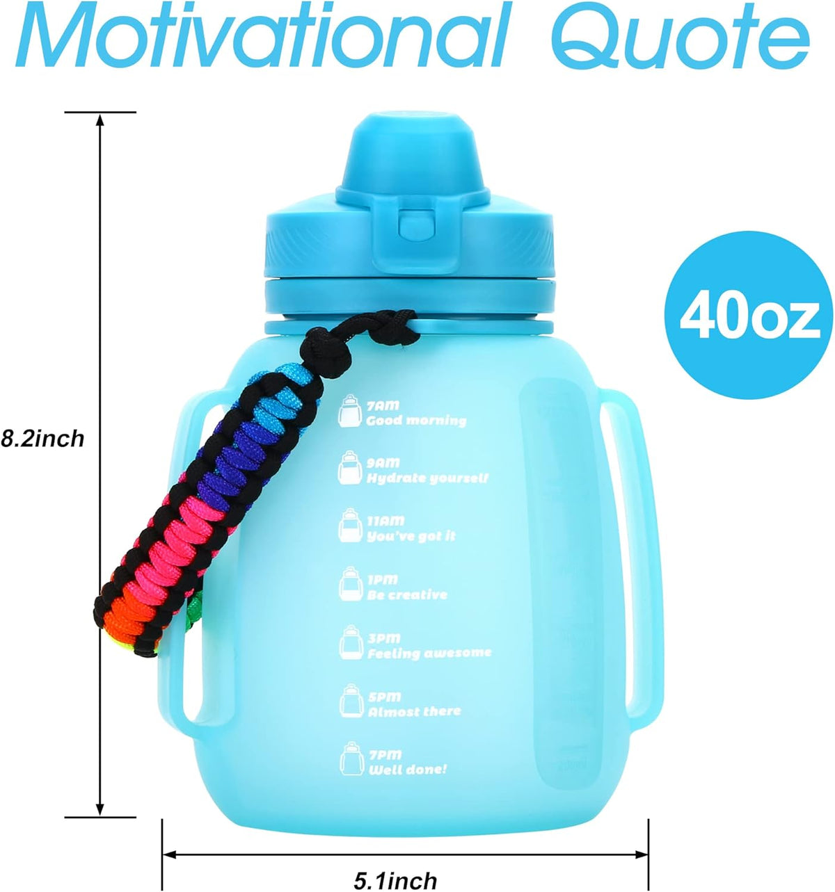 TakeToday Collapsible Water Bottle - 40 OZ Motivational Jug with Straw | Leakproof Silicone Design for Yoga & Outdoors