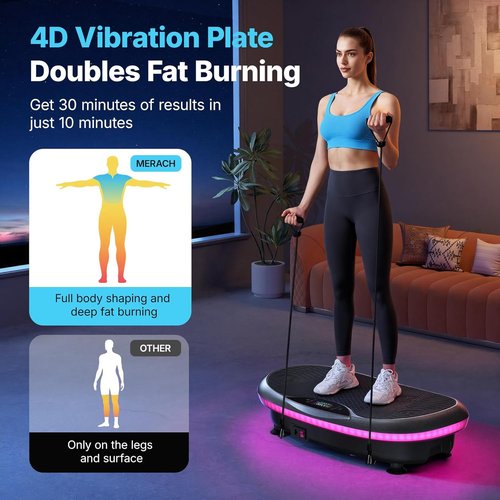 MERACH Vibration Plate Exercise Machine - 4D Whole Body Workout for Weight Loss & Muscle Activation | Home Fitness Equipment with Bluetooth