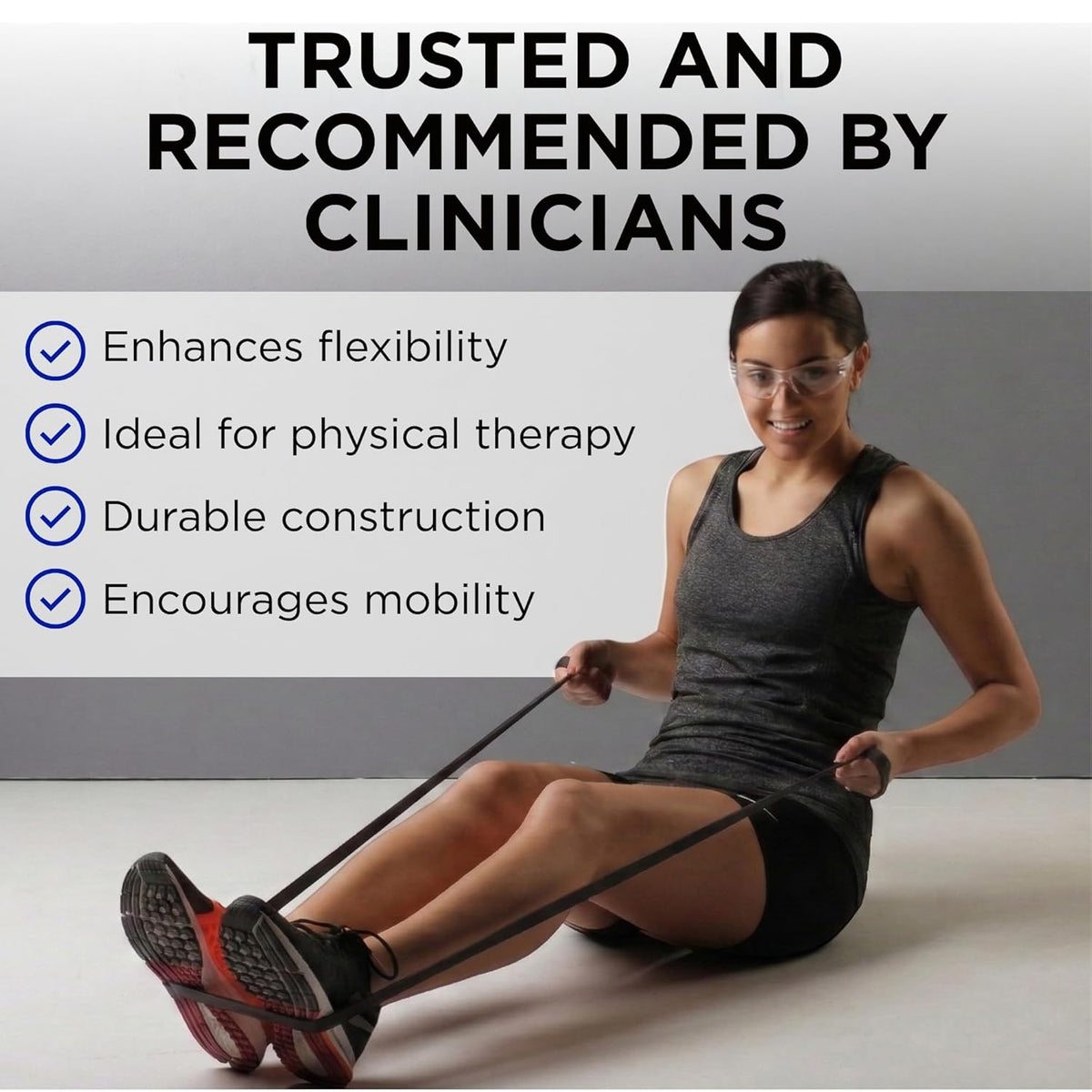 TheraBand Professional Latex Resistance Bands - 6 Ft Heavy Elastic Band for Exercise & Therapy | Black