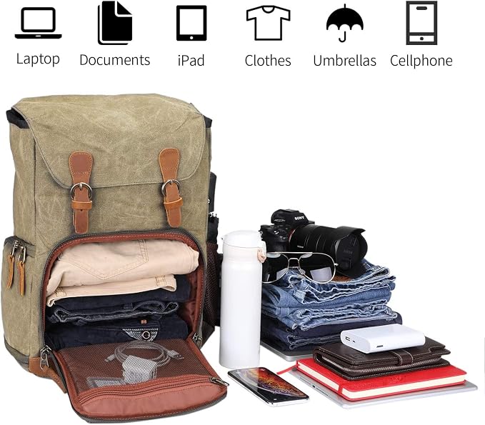 UBAYMAX Camera Backpack, DSLR SLR Waterproof Canvas Camera Bags Rucksack 15.6