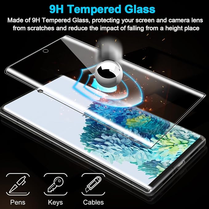 3 Pack Galaxy S20 Screen Protector, HD Clear Tempered Glass, Fingerprint Unlock
