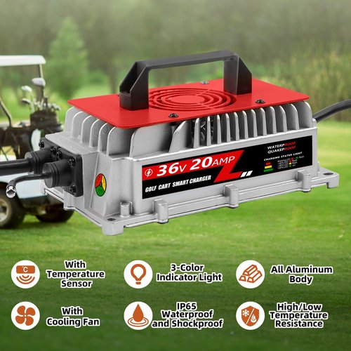 36 Volt Golf Cart Battery Charger for EZGO TXT - 1000W Waterproof Fully Automatic Trickle Charger with D-Style Plug, 36 Volt EZGO Car Charger Compatible with Lead-Acid Batteries