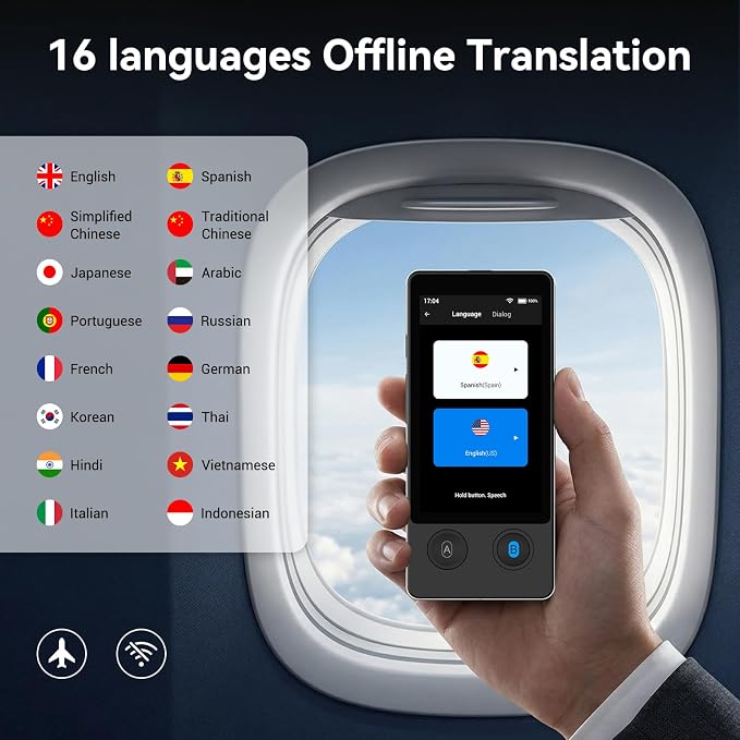 W12 Language Translator Device, 2026 Upgraded AI Translator No WiFi Needed