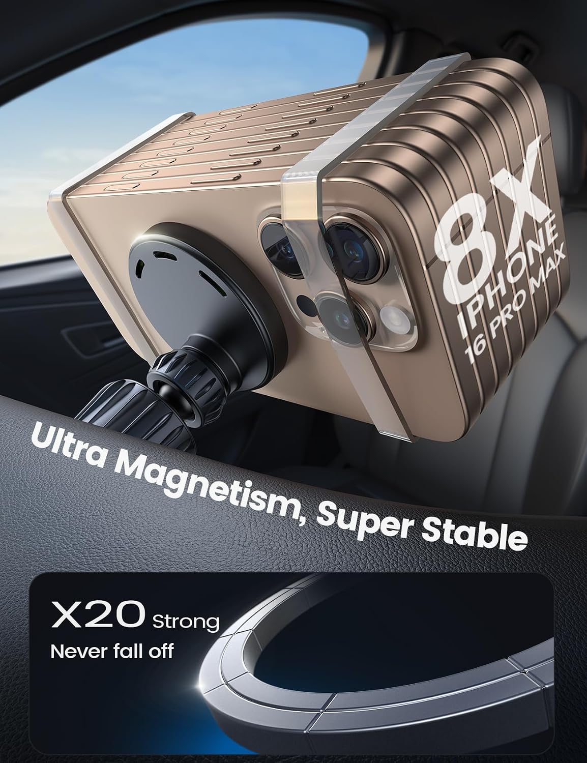 Lamicall 15W for MagSafe Car Mount Charger Vent Dashboard 360° for iPhone