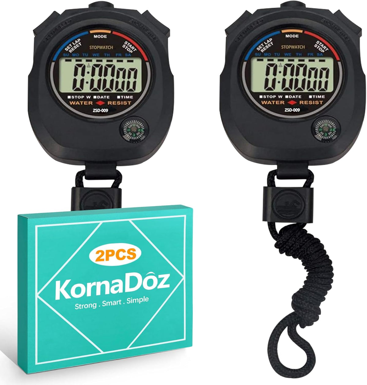 Skiennix Digital Stopwatch Timer - Large Display, 1/100 Sec Accuracy, Includes Lanyard | Perfect for Sports & Training