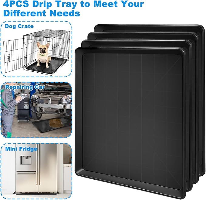 Hlimior4 Pack Oil Change Drain Pan - 22”Auto Oil Drip Pan，Oil Drip Tray for Under Car Plastic Oil Tray,Mini Fridge Drip Tray for Mini Fridges Air Conditioners Machinery Oil Catch Pan Replacement Tray