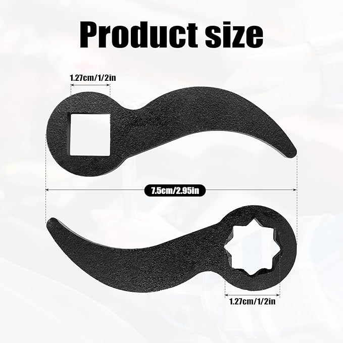 2pcs Pry Bar Wrench Adaptor Heads, 2 Styles Ratchet Prybar Adapter Adjustable Head Pry Bar Half Shaft Crowbar Removal Car Repairing Tool 1/2" Drive (Black)