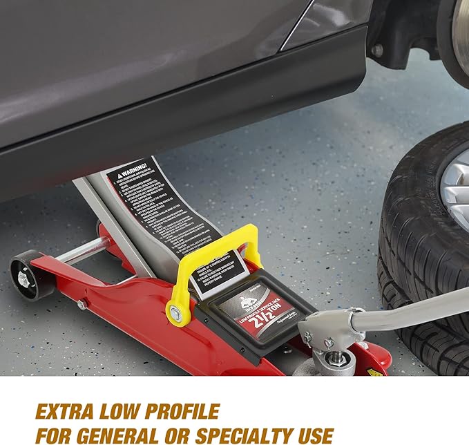 Jack Boss Floor Jack 2.5 Ton (5500 LBs) Hydraulic Low Profile Trolley Car Jack with Portable Storage Case, Lifting Range 3.5" to 14", Fit Use for Automotive Sedans, Red