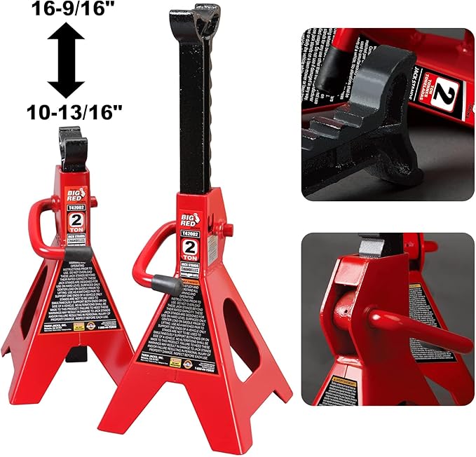 Big RED AT82040R Torin Hydraulic Trolley Floor Service/Floor Combo with 2 Jack Stands and Rolling Garage/Shop Creeper, 2 Ton (4,000 lb) Capacity, Red