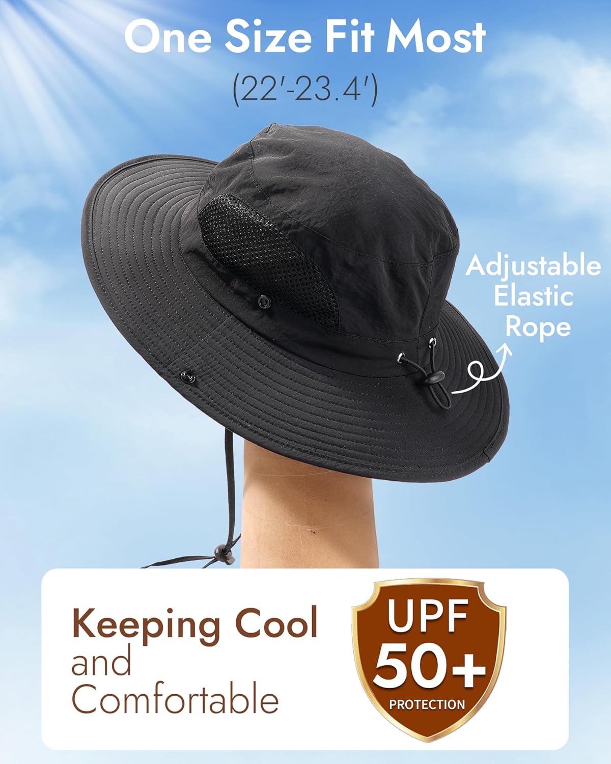 Skiennix Waterproof Sun Hat - Wide Brim Bucket Hat for Men & Women | Foldable Outdoor Fishing & Hiking