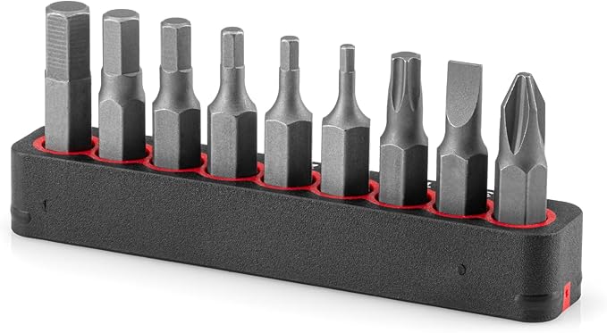 TEKTON 1/4 Inch Bicycle Bit Set with Rail, 9-Piece (#2, 3/16 in., T25, 2-6 mm) | DZZ93003