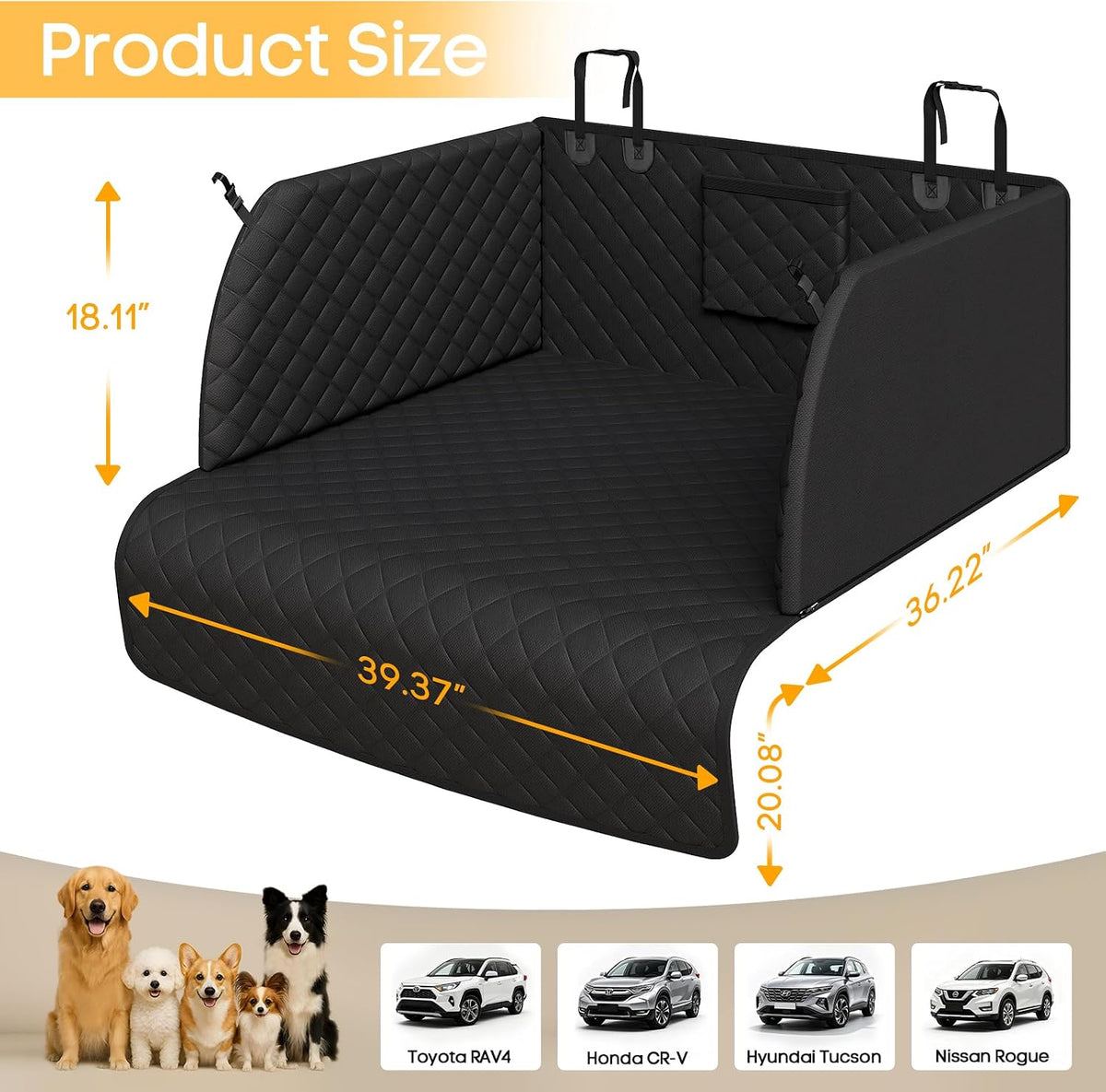 PETICON SUV Cargo Liner for Dogs, Pet Trunk Cover with Cushioned Sides
