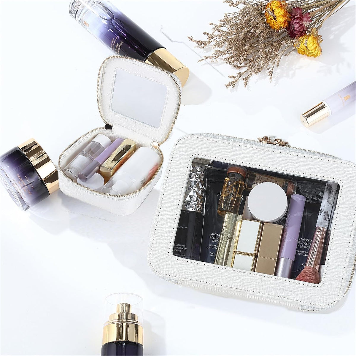 Clear Makeup Bagswith Mini Cosmetic Bags,Travel Toiletry Bags for Women,Portable Cosmetic Bags Case, Transparent Waterproof Cosmetic Organizer Storage Bags for Women Men