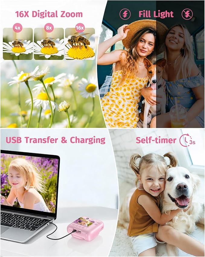 Instant Camera, Dual-Lens Kids Camera Instant Print