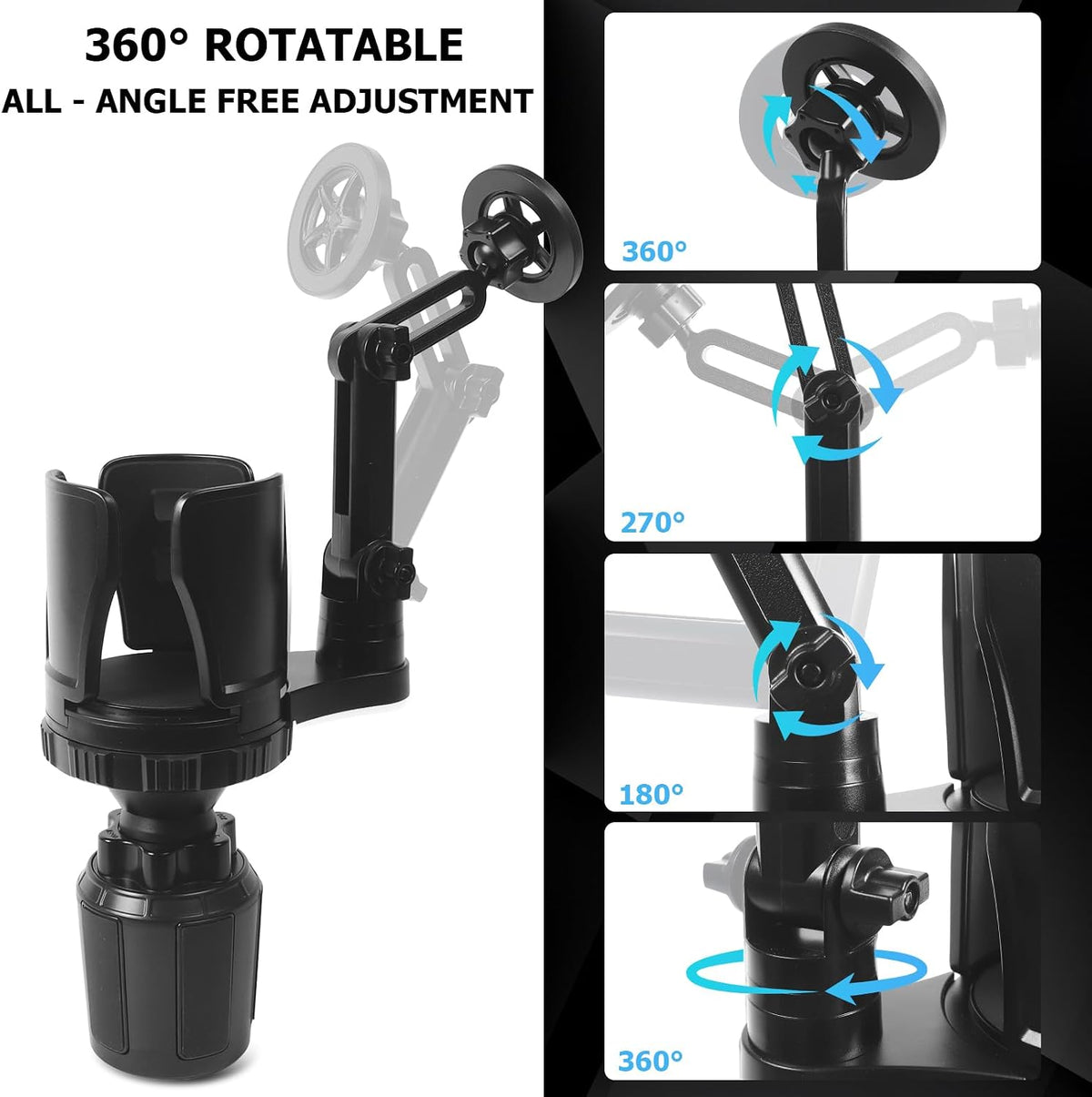 Frani Car Cup Holder Expander with Magnetic Phone Mount