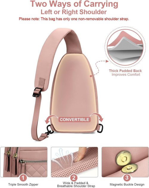 Capolo Sling Bag - Waterproof Crossbody Fanny Pack for Travel & Hiking | Trendy Pink Medium Size