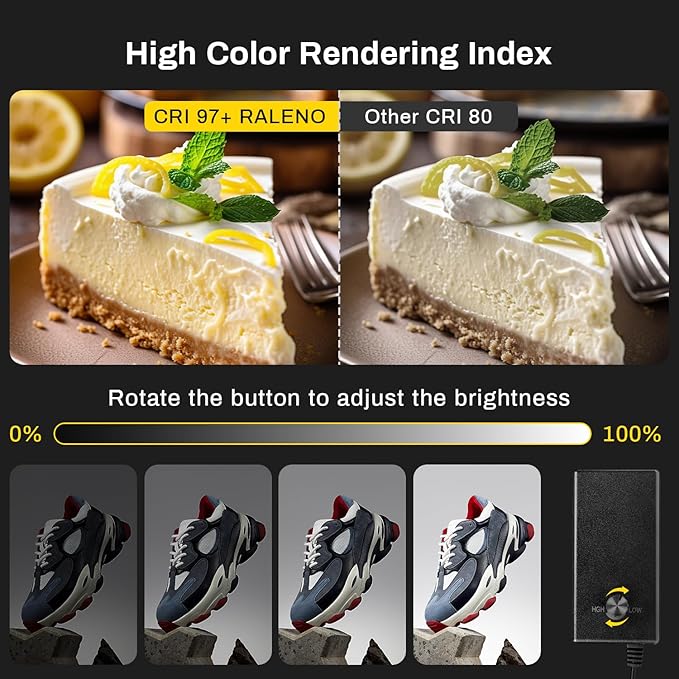 RALENO 16"x12" Photo Light Box Photography, 24W Foldable Photo Studio Light Box