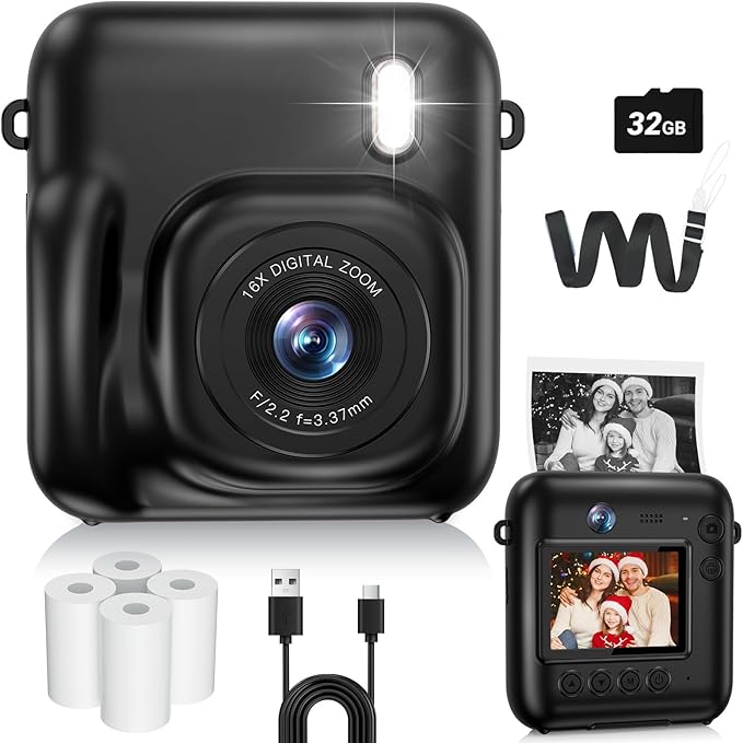 Kids Camera Instant Print, 48MP Dual-Lens Digital Camera