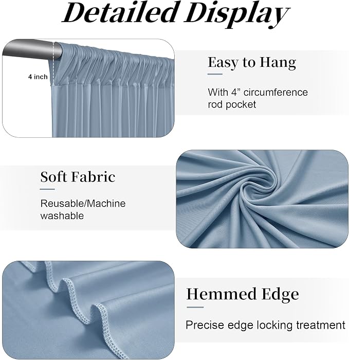 50ft x 12ft Dusty Blue Backdrop Curtains