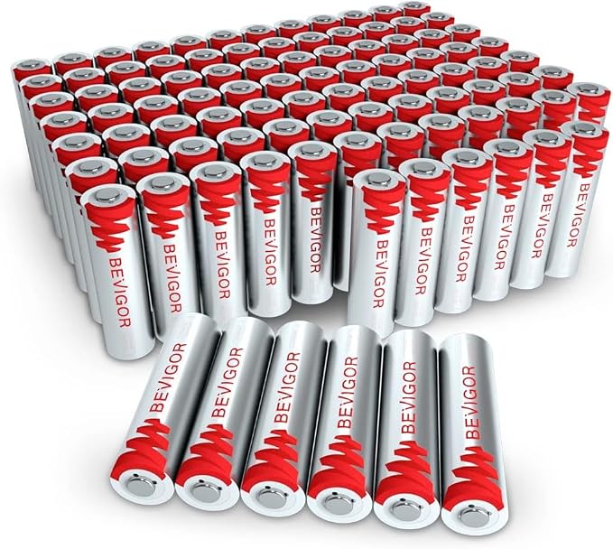 BEVIGOR Lithium AA Batteries, 96 Bulk Pack 1.5V High Performance Lithium Double