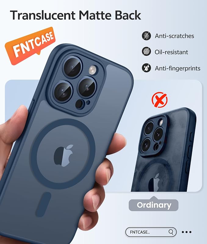 FNTCASE for iPhone 15 Pro Case: Translucent Matte Cases