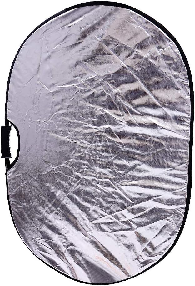 Portable Photography Silver and White Reflector Collapsible 2-in-1 Oval