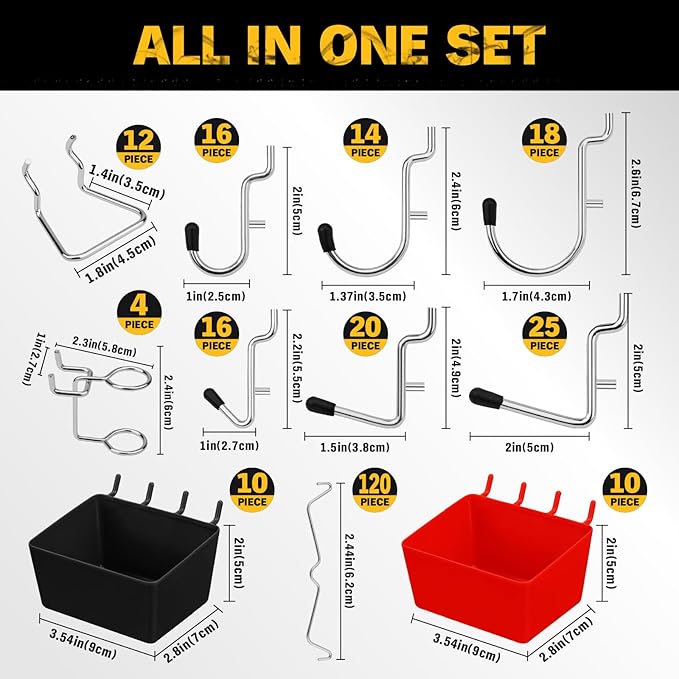 ELEAD 297 Piece Pegboard Hooks Kit, Peg Board Organizer Accessories with Bins for Organizing Various Tools, Fit 1/8 or 1/4 inch Pegboard for Hanging Storage, Garage, Workshop & Craft Room