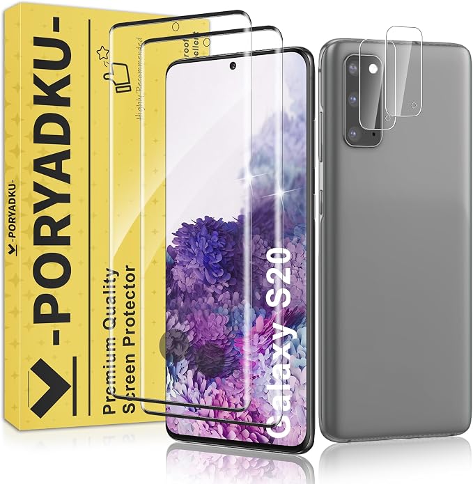 2+2 Pack for Samsung Galaxy S20 Screen Protector and Camera Protector,