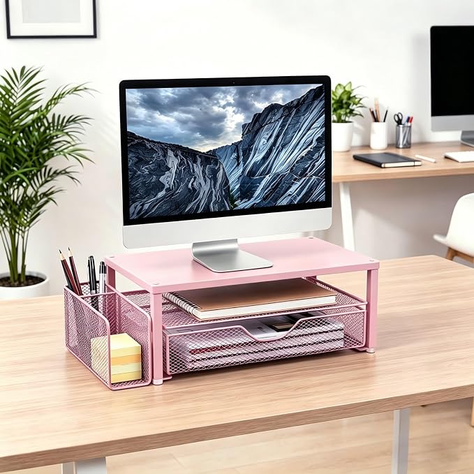 Spacrea Desk Organizer and Accessories, Computer Monitor Stand Riser