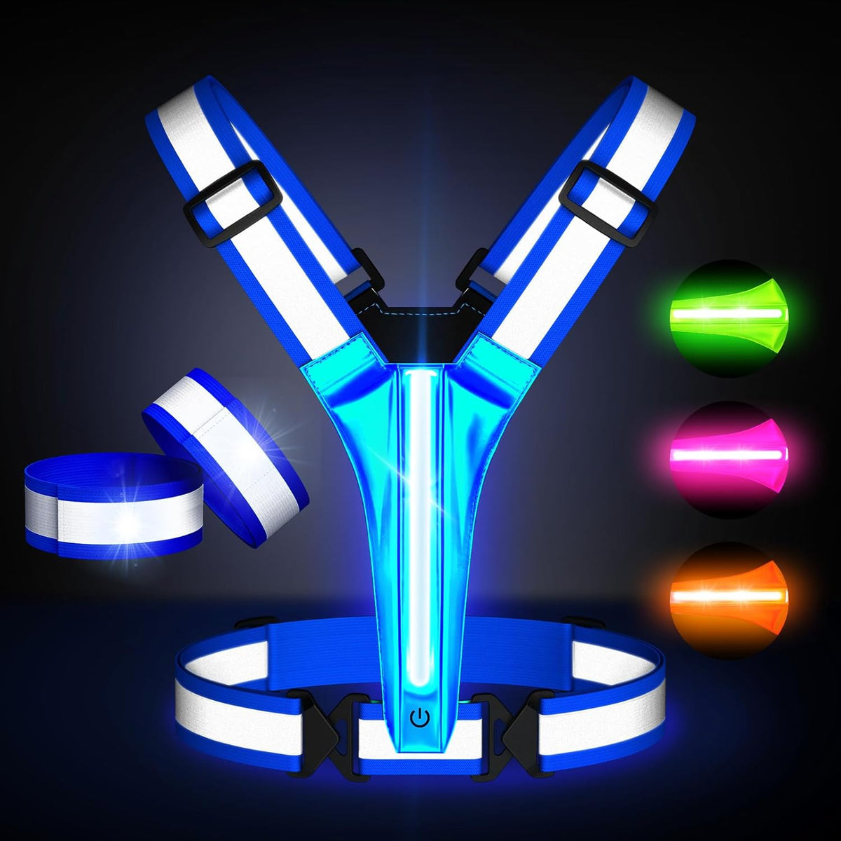 Skiennix LED Light Up Running Vest - High Visibility Reflective Gear for Night Runners | Rechargeable