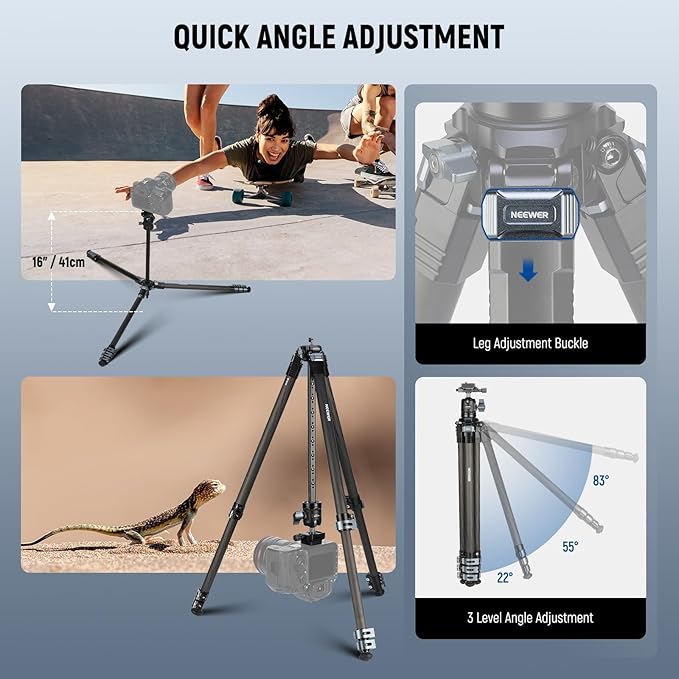 NEEWER 60.4" Travel Tripod Carbon Fiber