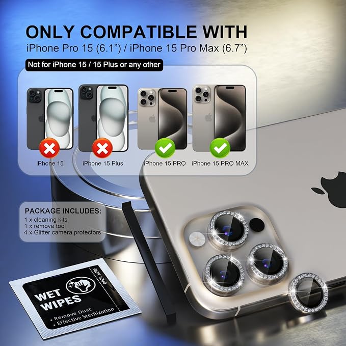 Choiche Compatible for iPhone 15 Pro/iPhone 15 Pro Max Camera Lens Protector