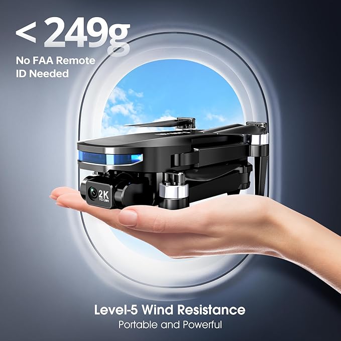 GPS Drone with EIS 2K Camera for Adults, 7.22 inch Screen on Remote Controller