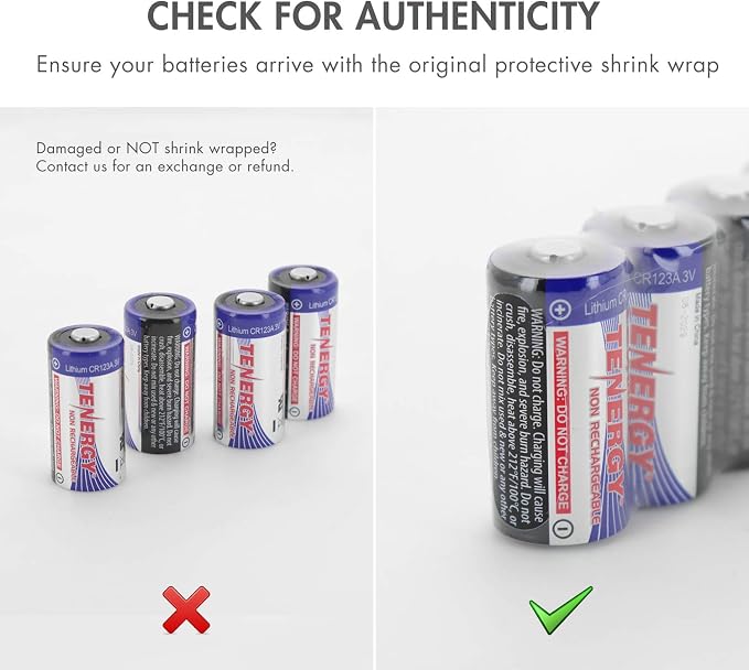 Tenergy 3V CR123A Lithium Battery, High Permance 1500mAh CR123A Cell Batteries