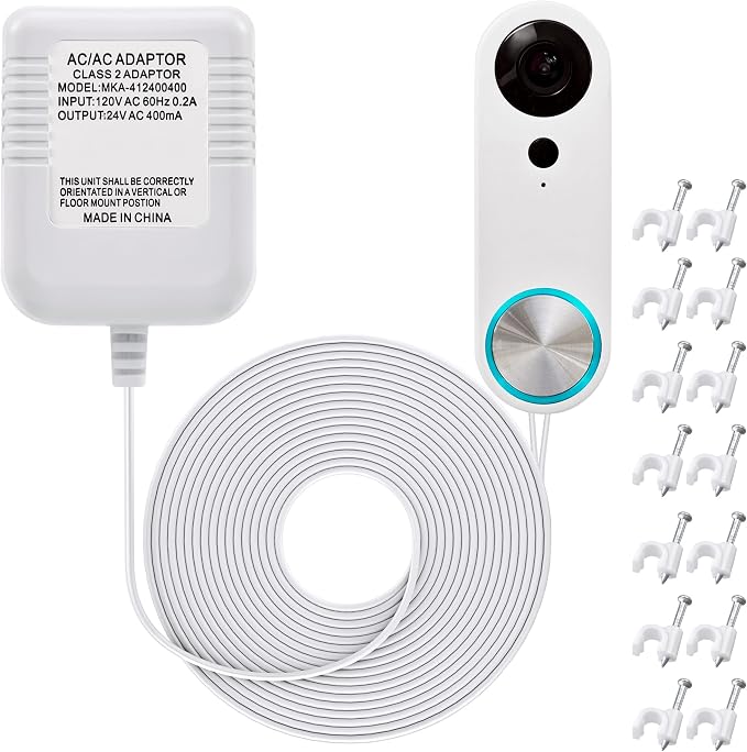 Dreyoo Video Doorbell Transformer, 24 Volt 16.4 Feet Doorbell Power Supply C