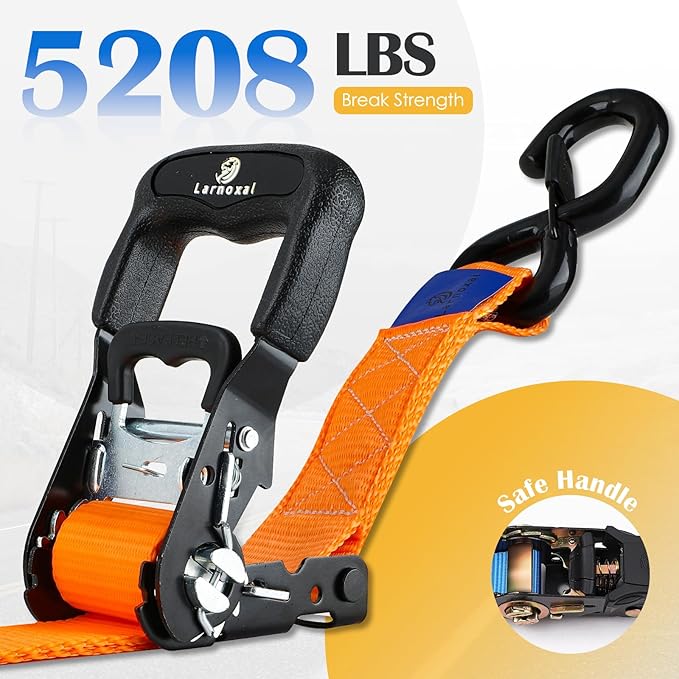 Ratchet Straps, 1.5 inch x 8.2 ft(4 Pack) Heavy Duty Tie Down Straps, Ratchet Tie Down Straps with Soft Loops-5,208 lbs (Orange)