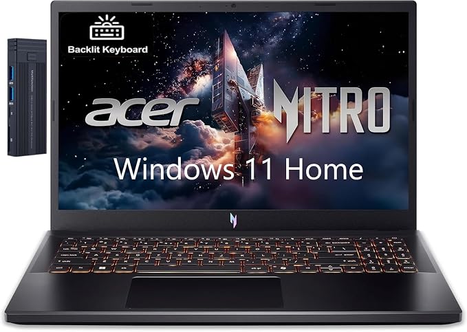 Acer Nitro V 15.6" FHD Gaming Laptop, Intel Core i5-13420H, GeForce RTX 5050, 64GB RAM 1TB SSD, 128gb 9H Docking Station, Webcam, Wi-Fi, Backlit Keyboard, Windows 11 Home, Black