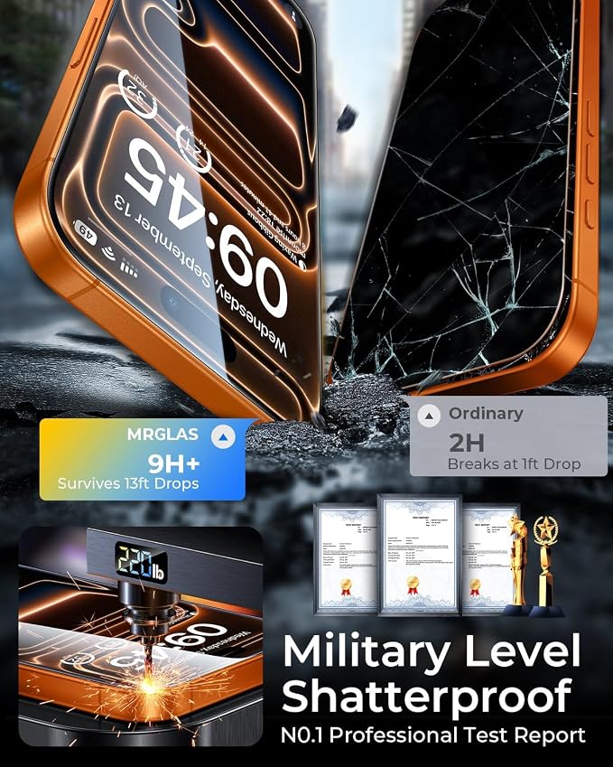 MRGLAS TOP 9H+ Glass 2+2 Packs for iPhone 17 Pro Privacy Screen Protector