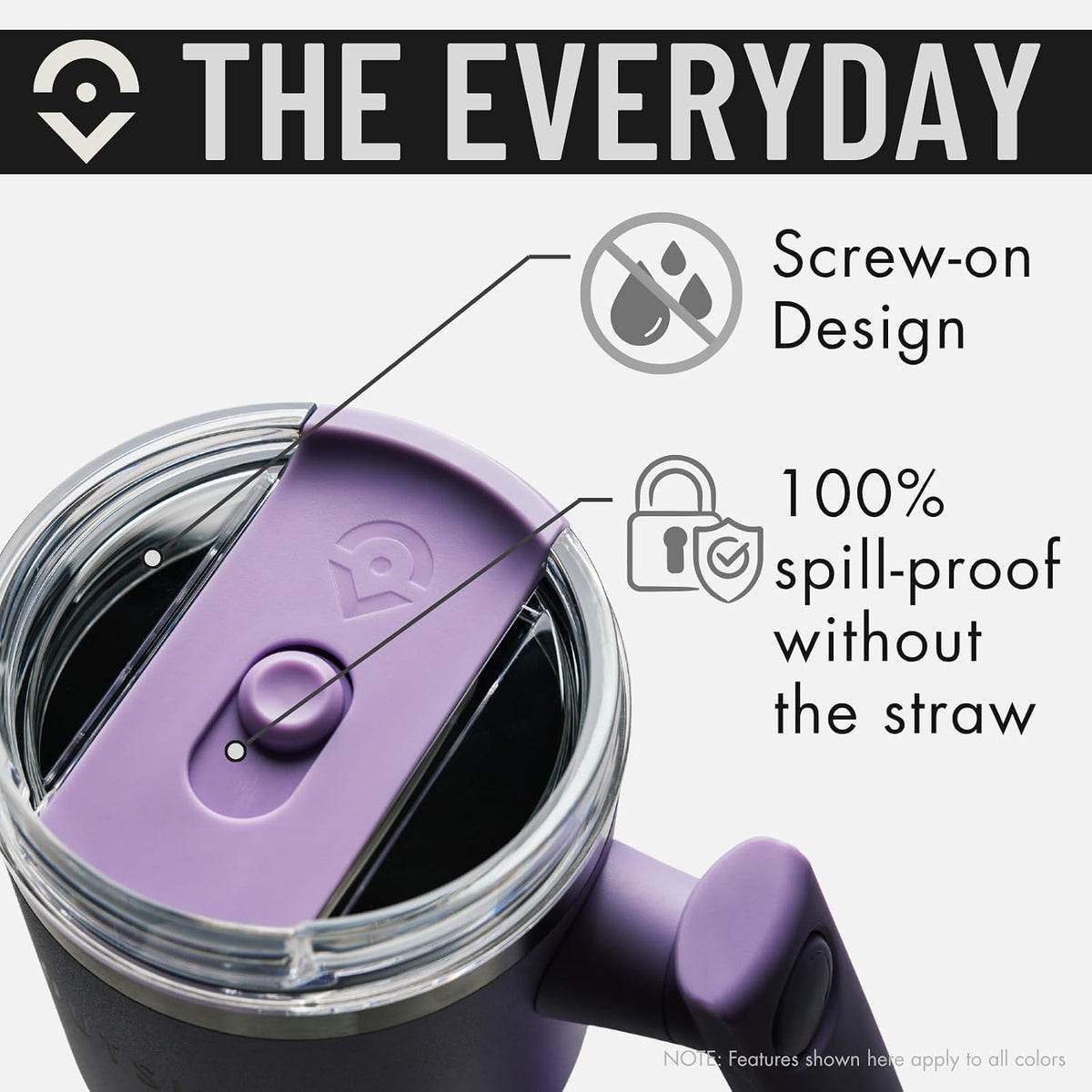 OUTSIDER The Everyday 40 oz Stainless Steel Vacuum Insulated Tumbler with Straw, Lid & 180° Swivel Handle for Easy Carrying – Leak Proof Tumbler for Home, Office, Gym, & Outdoors (Violet)