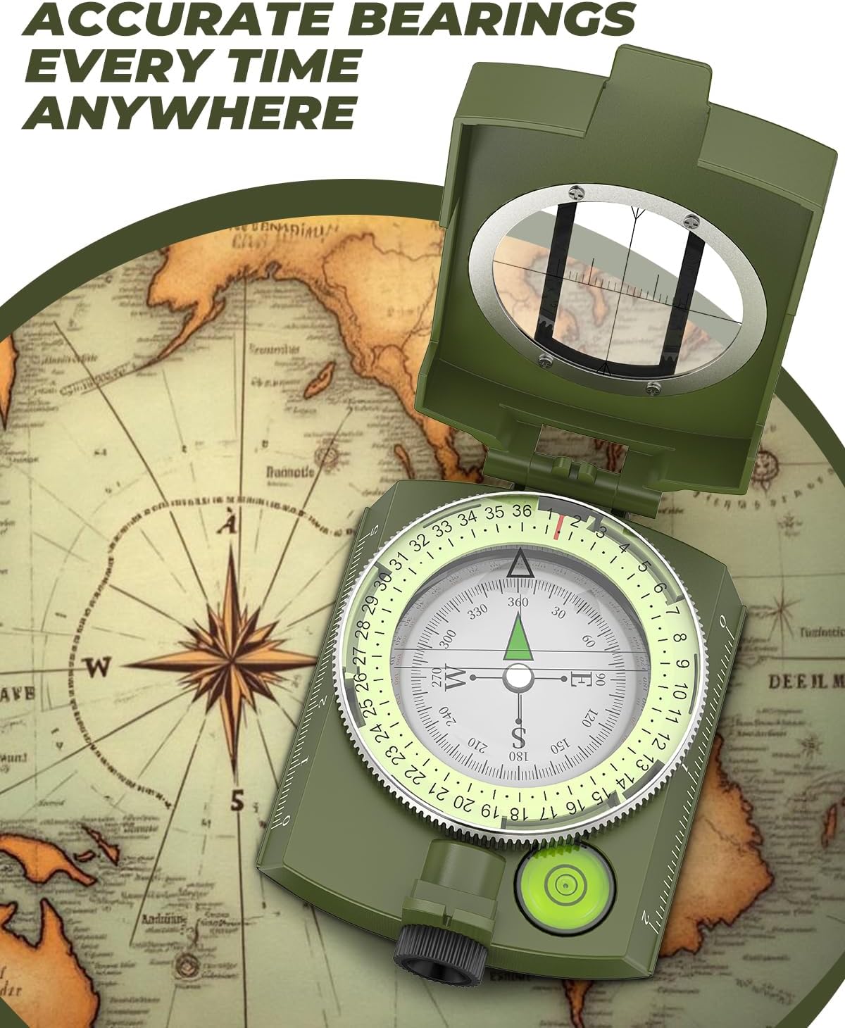 Sportneer Compass - Accurate, Durable, Lightweight Orienteering Tool | Glow in the Dark, Waterproof Hiking Essential