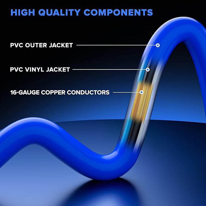 Maximm 25 Ft Blue Extension Cord, Heavy Duty 3-Prong Outdoor Power Cable, ETL Listed for Contractors