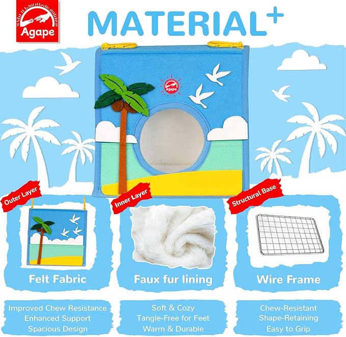 Agape Bird Nest for Bird Cages, Warm Plush Bed for Small, Medium & Large Parrots, Hanging Hammock for Parakeet, Budgie, Cockatiel, Lovebird, Conure, Bird Cage Accessories