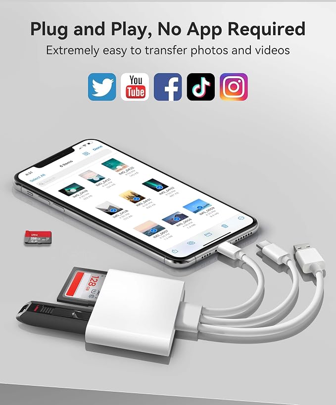 AkHolz SD Card Reader for iPhone iPad Mac Trail Game Camera Viewer Built-in