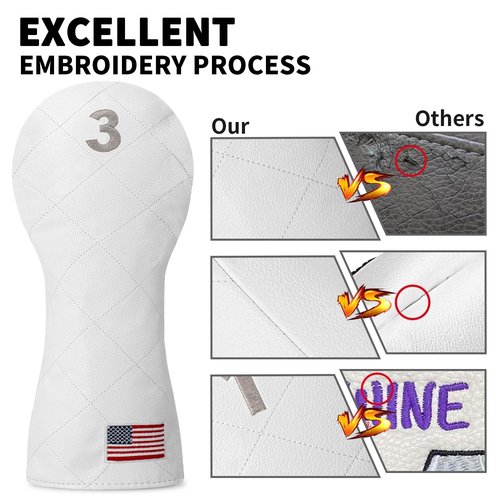 Golf Head Cover Golf Club Grid National Flag Design Golf Covers PU Headcovers Set Fits Driver Fairway Wood Hybrid Utility Woods Iron Wedge Headcover.
